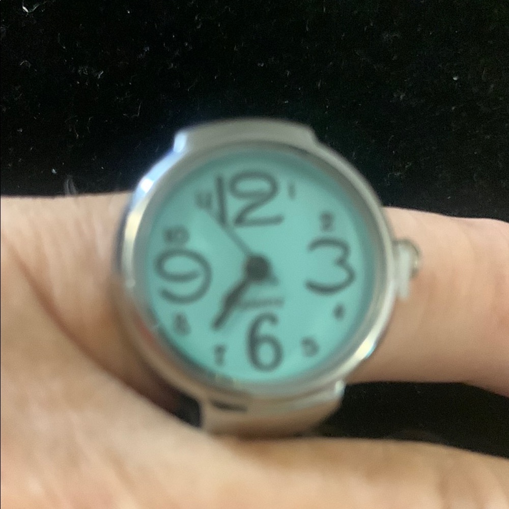 Silver and Blue Wearable Watch